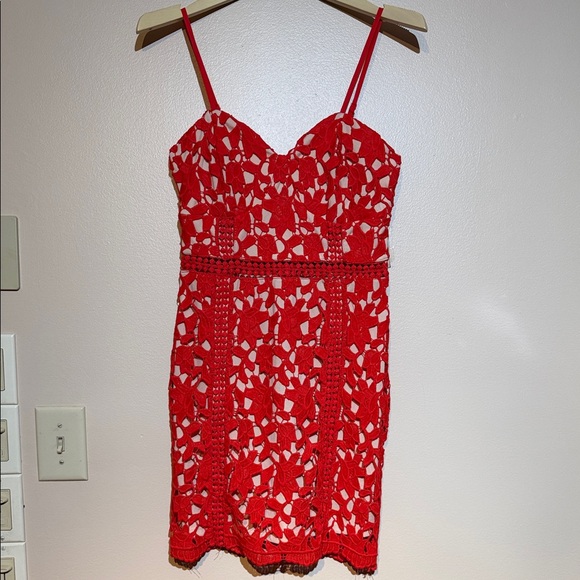 Just Me Dresses & Skirts - Just Me Red Lace Mini Dress